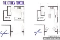 Kitchen Floor Plans: Before and After Bird’s-Eye Sketches