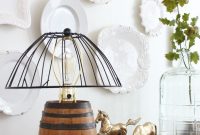 DIY Reclaimed Barrel Lamp with Wire Cage Lampshade