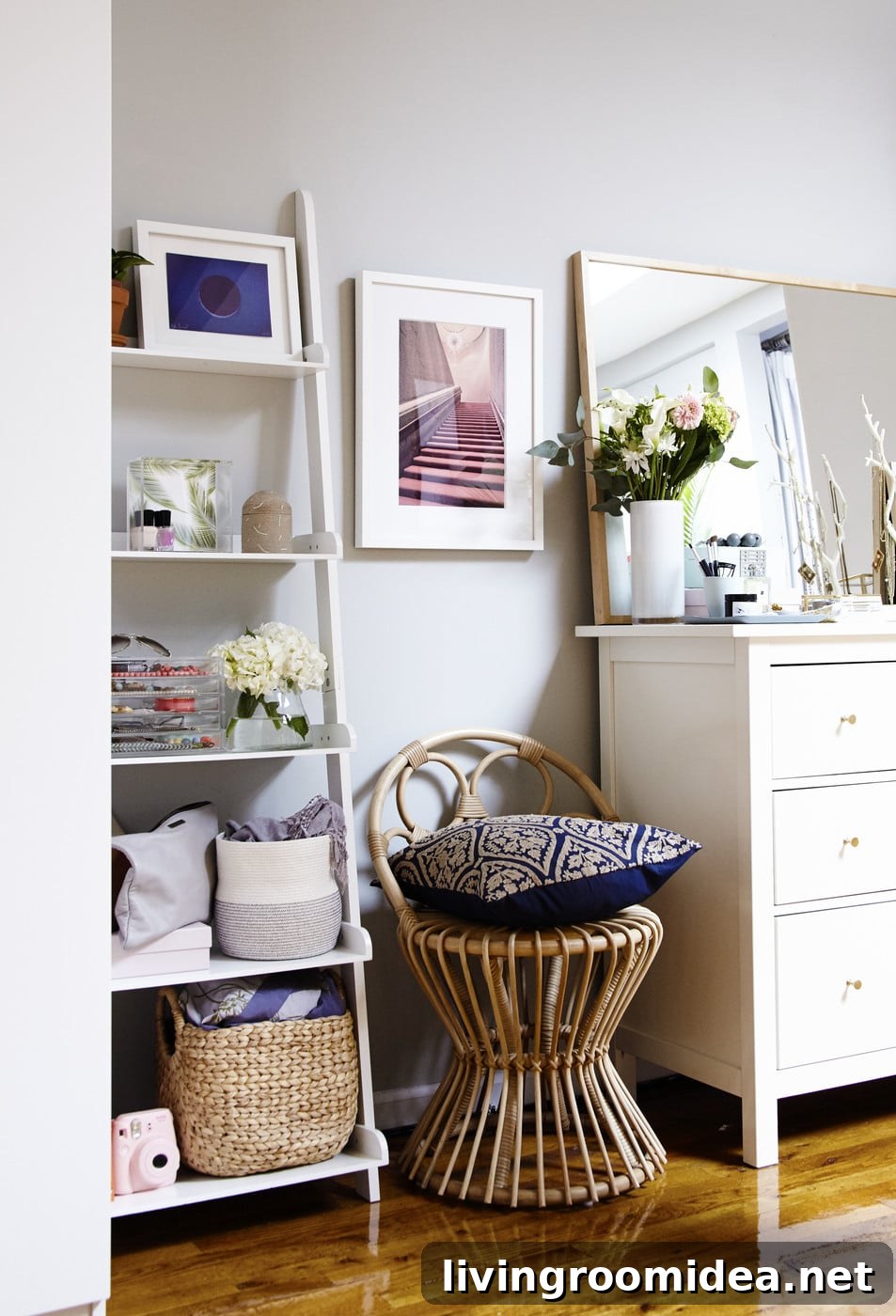 Organized bedroom storage idea
