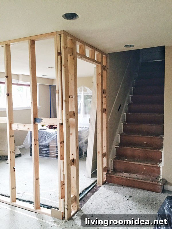 Building walls in a basement  for a home office