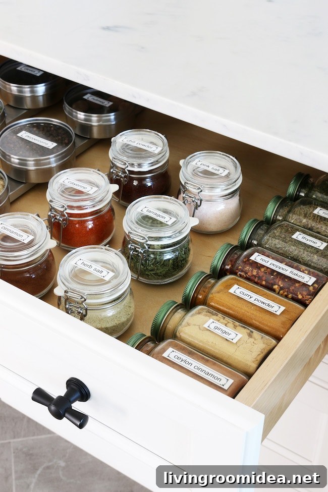 Organized Spice Drawer Ideas for a Tidy, Accessible Kitchen 4 organized spices with labels