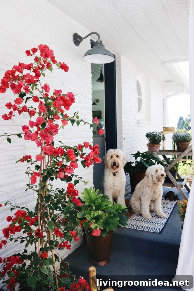 White Brick House Porch and Patio Makeover