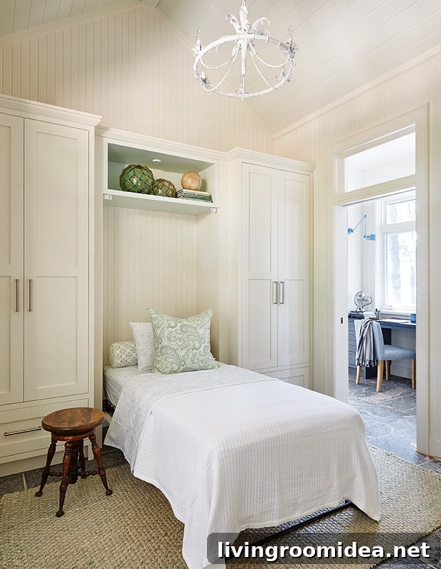 Cottage style guest room, murphy bed