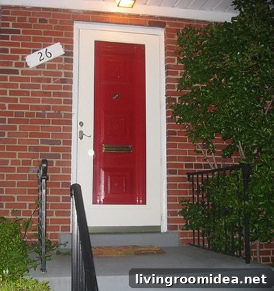 Front door after painting Fabulous Red