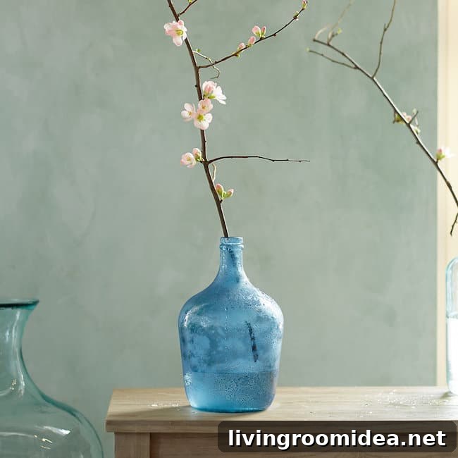 blue glass decorative vase