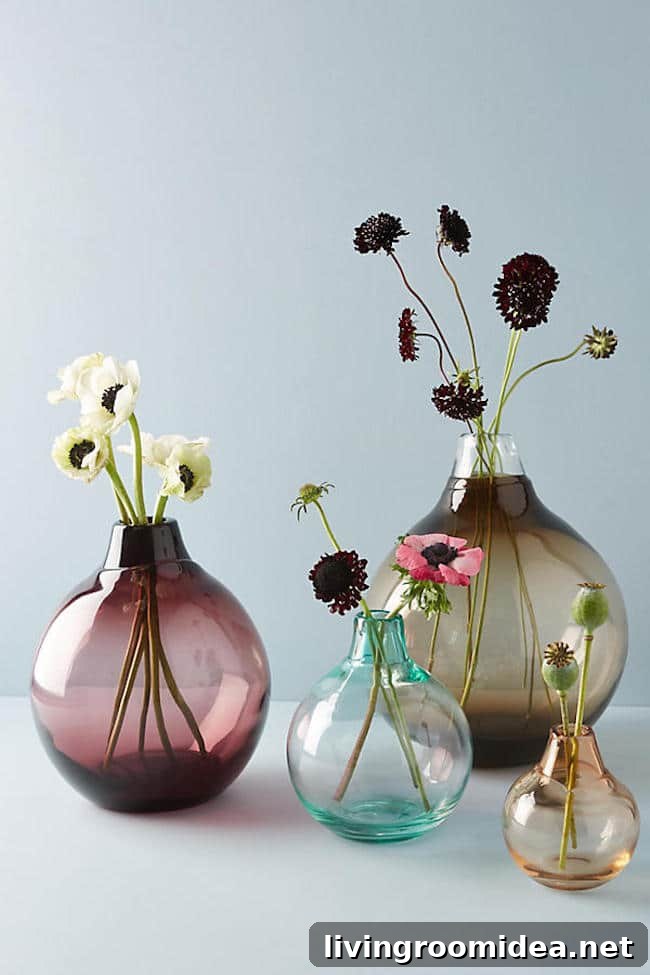 Colored glass vases