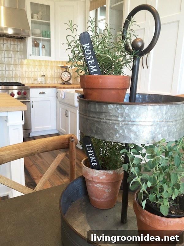 farmhouse herb planter - modern coastal farmhouse tour