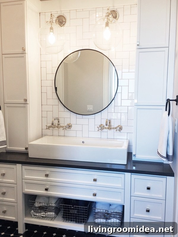 modern coastal farmhouse bathroom vanity