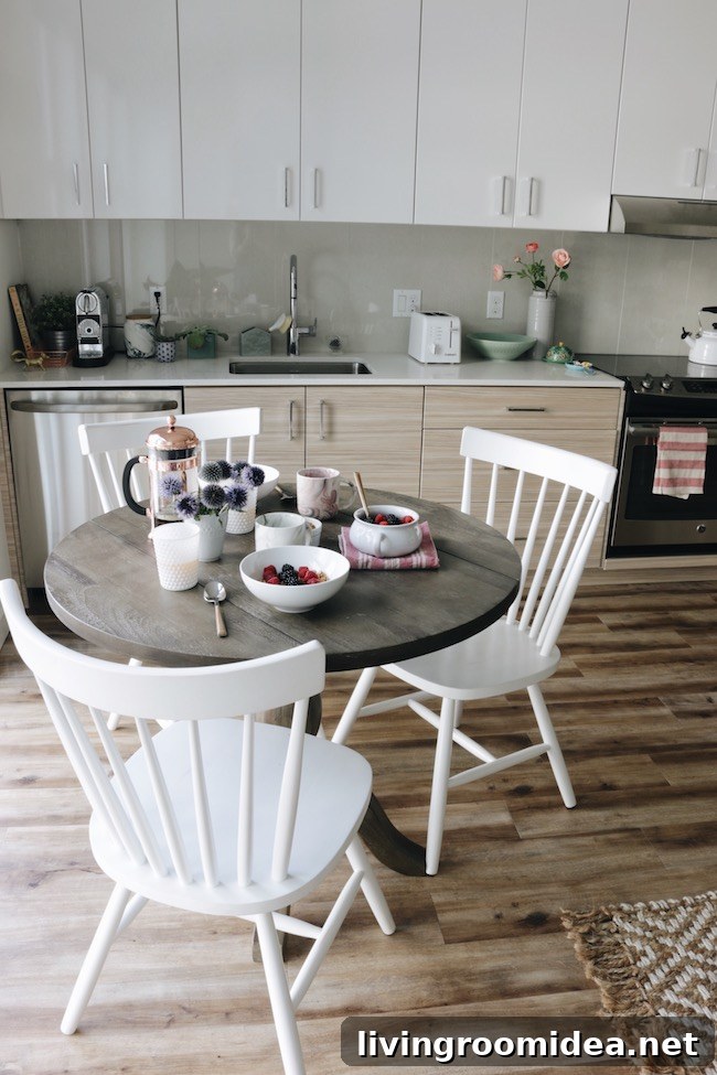 Small dining table in a kitchen