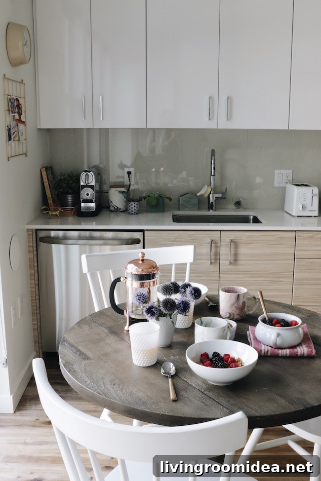 Small dining table in apartment