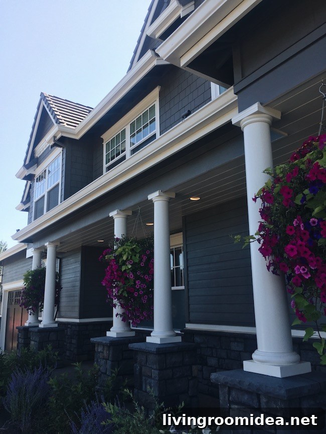 Inside a Modern Farmhouse: Street of Dreams Home Tour 2 Street of Dreams Gray shingled house with columns