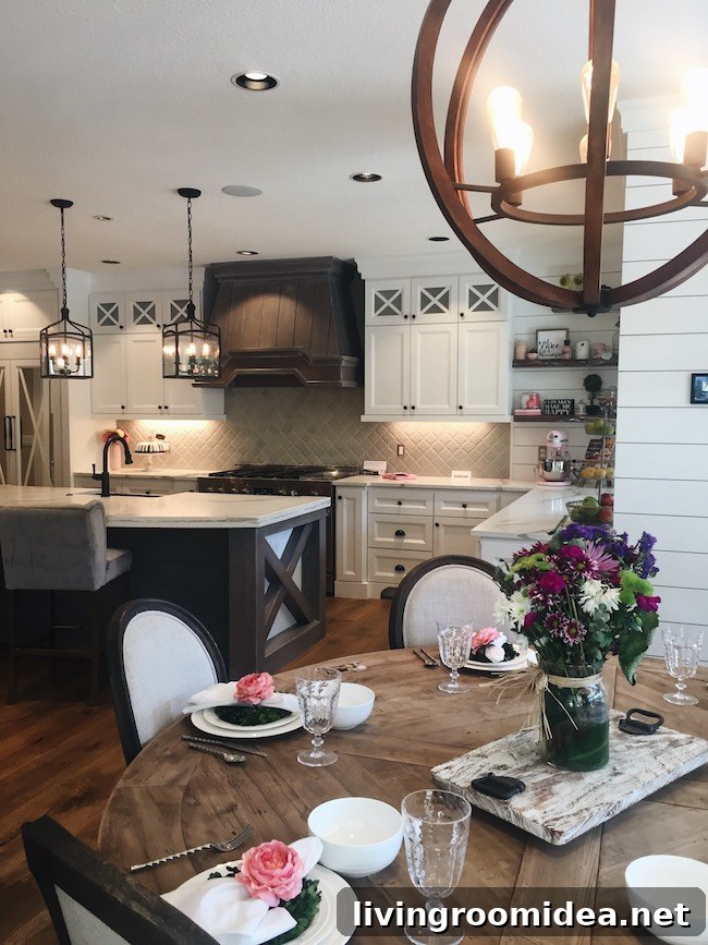 Inside a Modern Farmhouse: Street of Dreams Home Tour 15 Black and White Kitchen - Wood Floors - Farmhouse Style