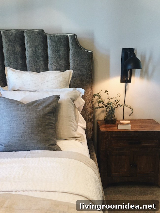 Street of Dreams Bedroom Padded Headboard - Black Wall Sconce