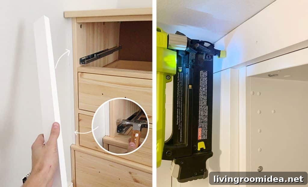Side By Side Of Adding Filler Pieces To Ikea Furniture