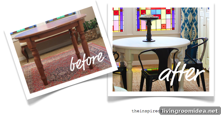 Dining Table Makeover: Stunning Before and After Transformations 3 WHITE TABLE PAINTED BEFORE AND AFTER