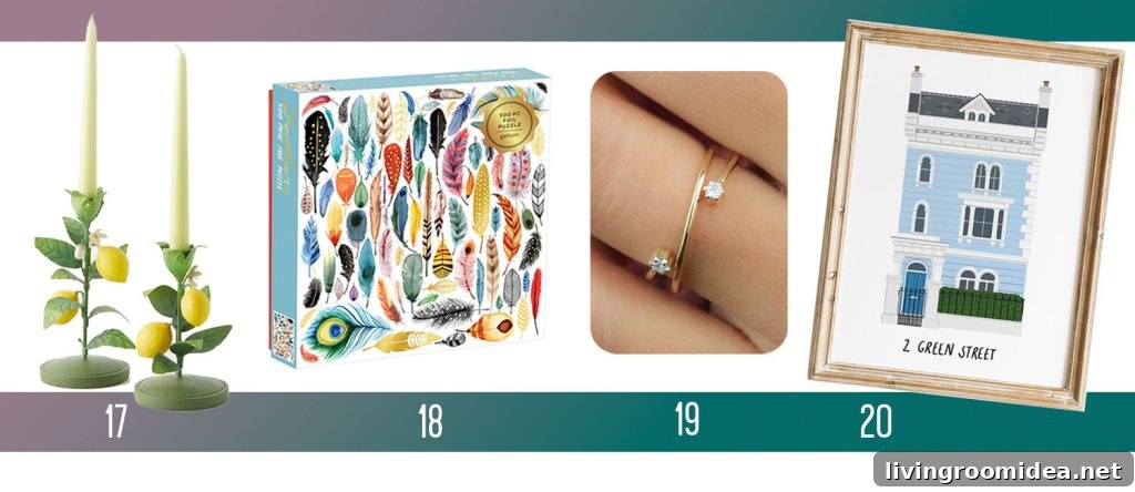 Holiday Gifts Ideas For Men Women Lemon Candlesticks Feather Puzzle Wrap Ring Custom House Portrait