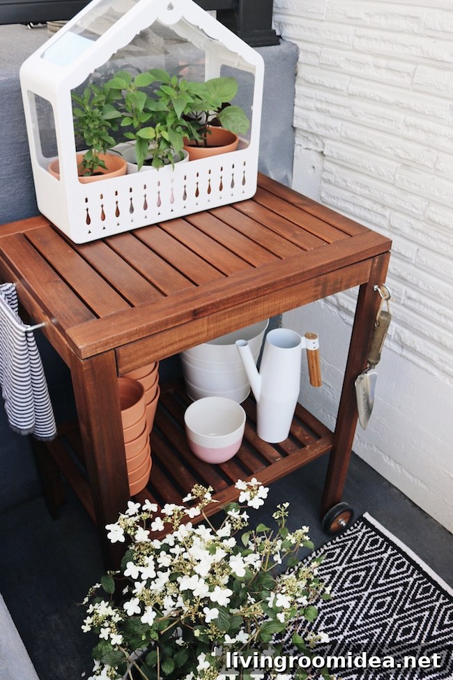 Create New Backyard Garden Spaces: Design Ideas & Tips 4 The Inspired Room Herb Garden Wood Cart - Ikea