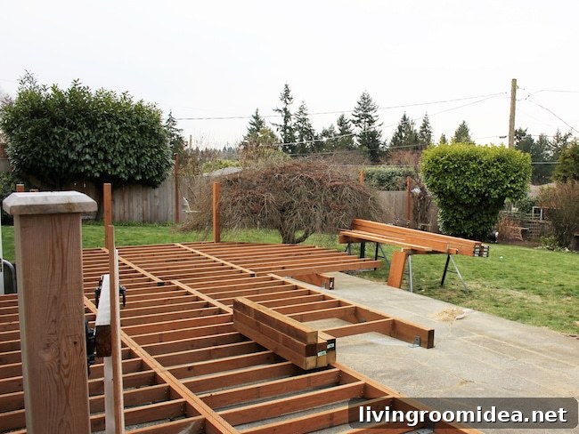 Trex Deck Build Progress: Mid-Project Photos and Sneak Peek 7 Trex deck built over concrete patio