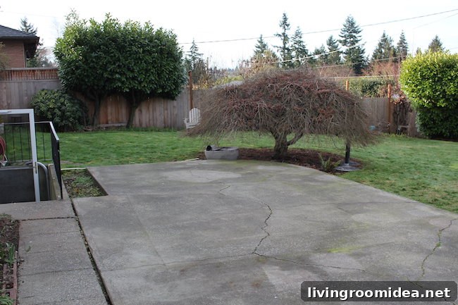 concrete patio before deck