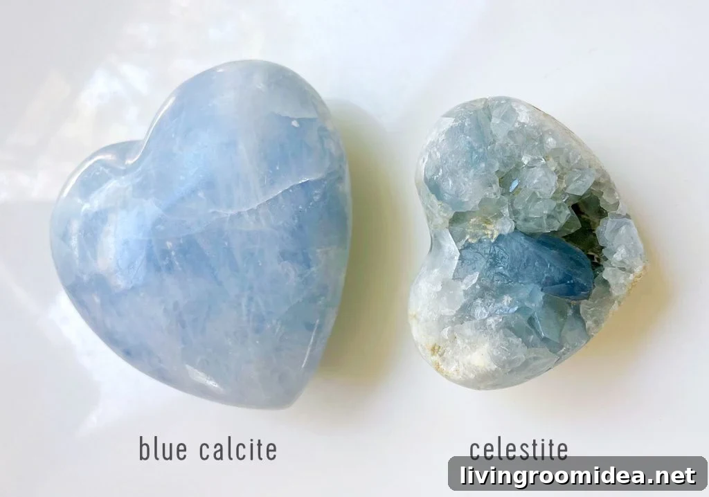 Blue Calcite Vs Celestite Side By Side
