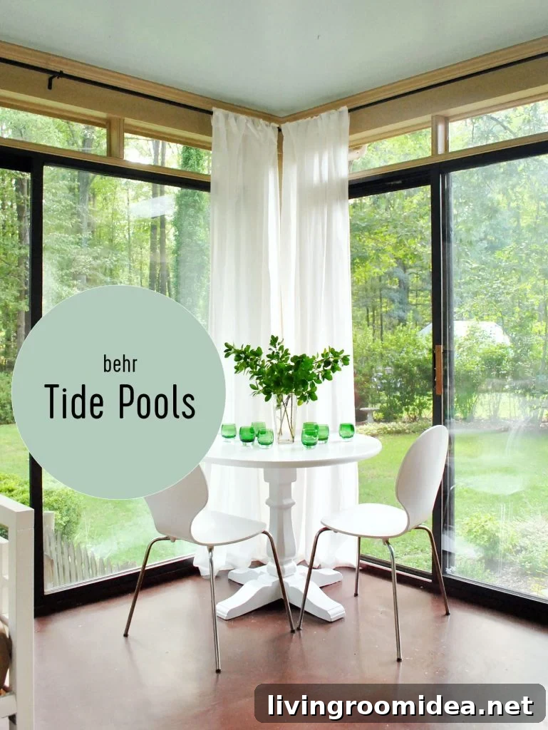 Sunroom With Haint Blue Ceiling Behr Tide Pools