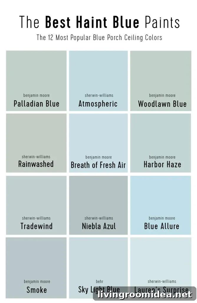 Best Haint Blue Porch Colors by Sherwin Williams Benjamin Moore Behr