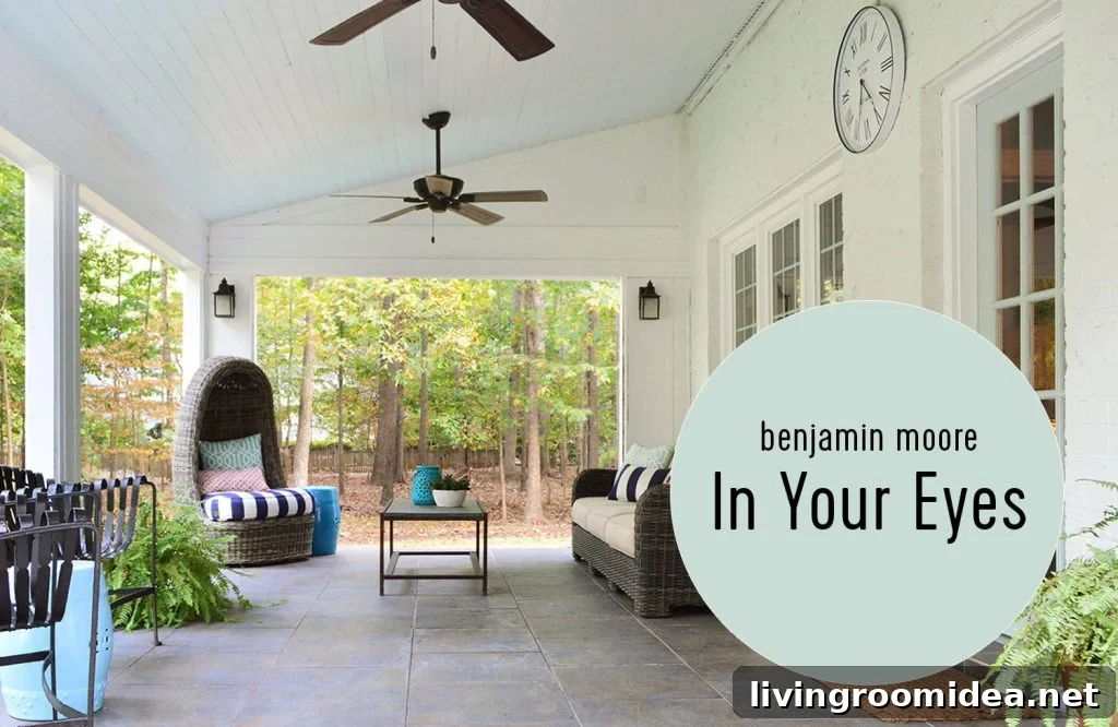 Haint Blue Ceiling In Covered Porch Benjamin Moore In your Eyes