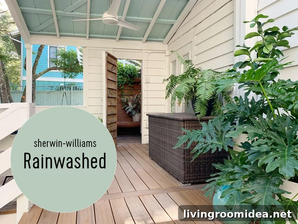 Haint Blue Ceiling On Covered Porch Sherwin Williams Rainwashed
