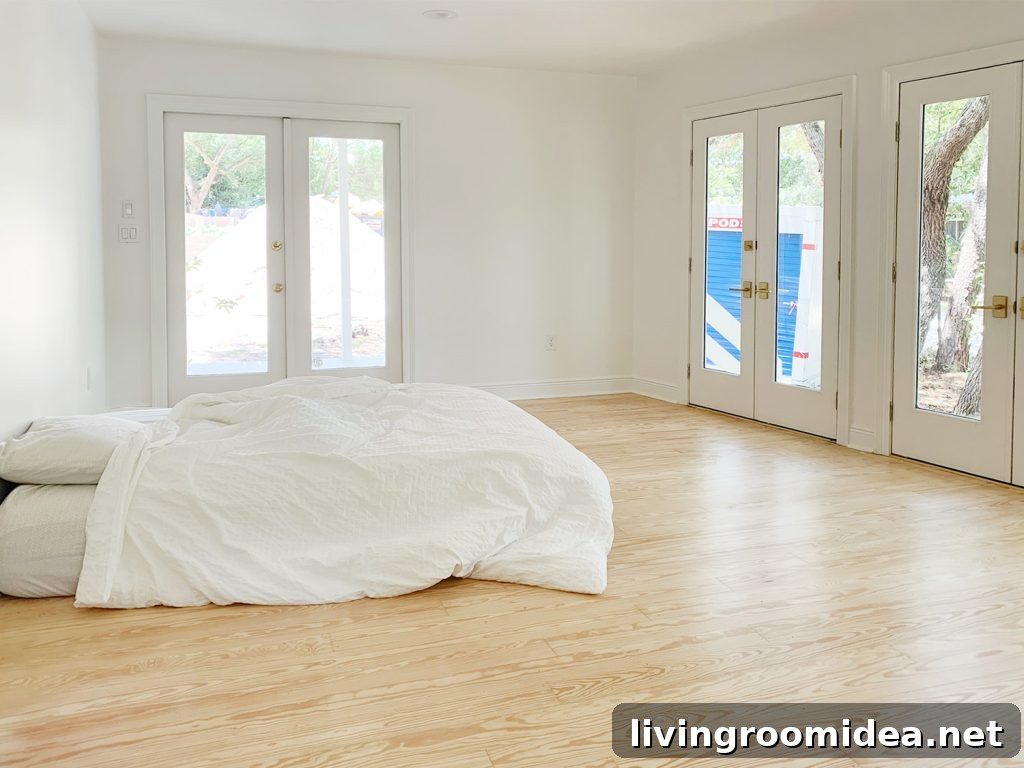 Mattress on the floor of an empty bedroom