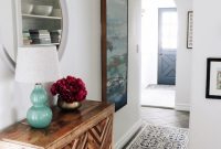 Hallway Cabinet Ideas: Battery-Powered Library Lights & Removable Wallpaper