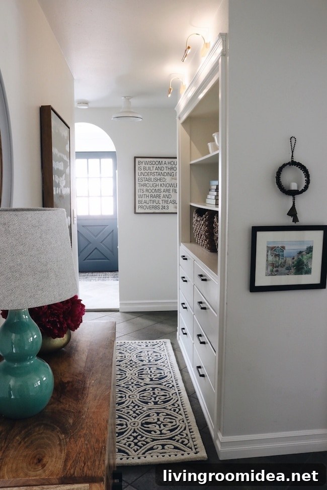 Hallway Cabinet Ideas: Battery-Powered Library Lights & Removable Wallpaper 6 img 115867 5 1