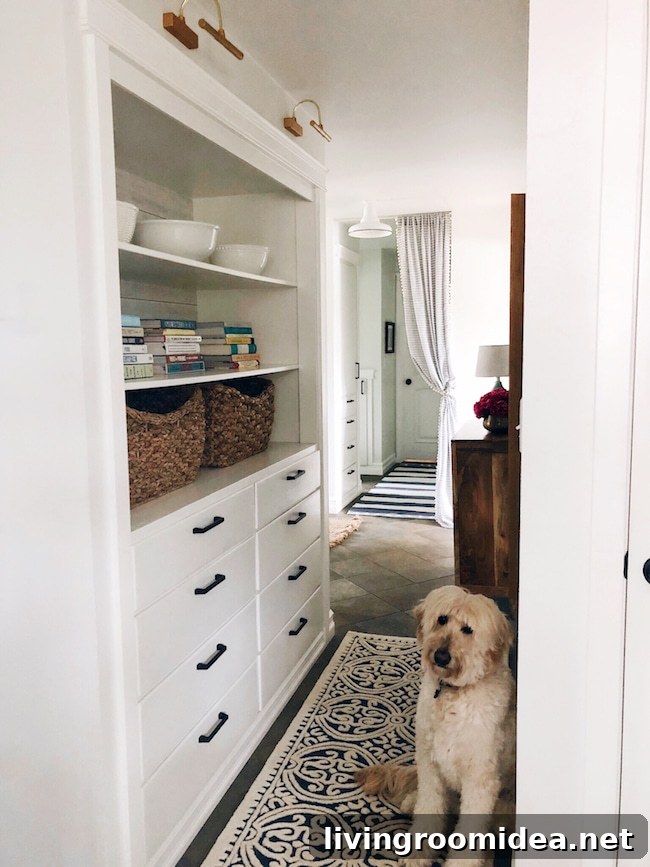 Hallway Cabinet Ideas: Battery-Powered Library Lights & Removable Wallpaper 8 img 115867 7 1