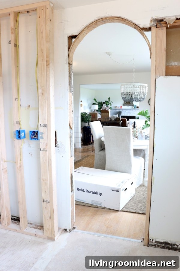 Transforming a Square Door into an Arch: Before and After Photos 6 kitchen arch from a squared door