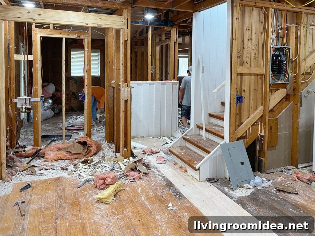 Renovating Our Home After Five Years Living Here 2 Renovation Photo With House That Has Exposed Beams And No Drywall And Dusty Floors