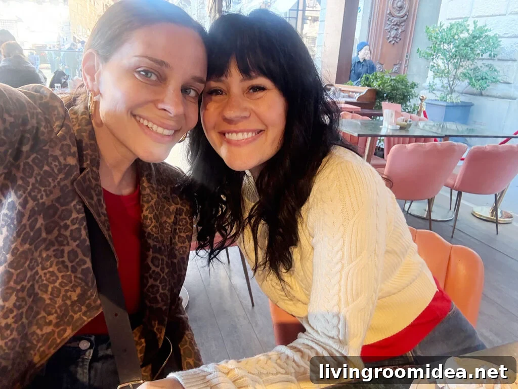 Sherry Selfie With Elsie A Beautiful Mess In Florence Italy With Leopard Coat
