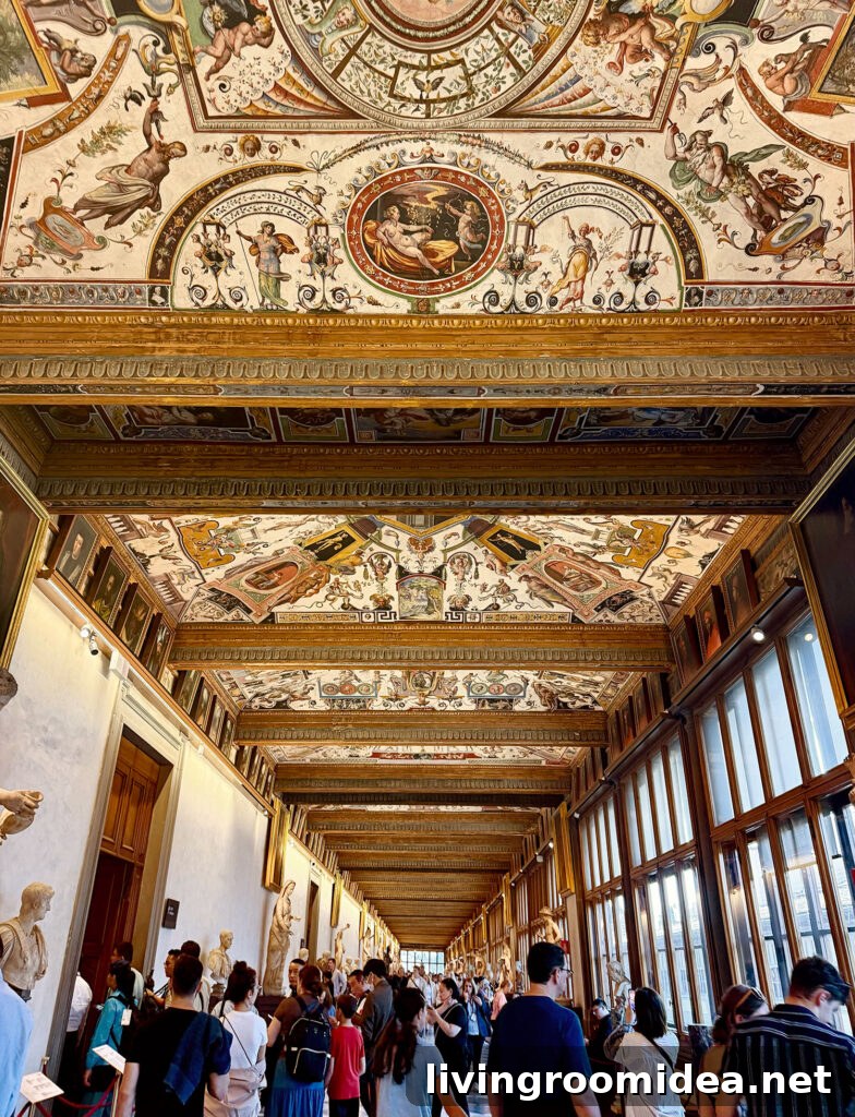 Florence Italy Ceiling Of Uffizi Gallery