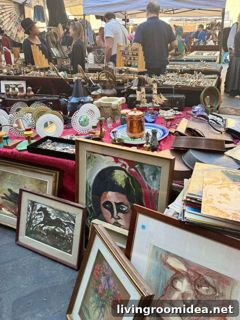 Booth at Santa Spirito Vintage Market in Florence Italy