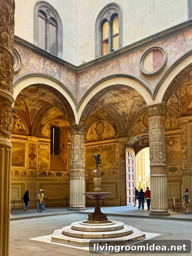 Fountain Inside Near The Cathedral In Florence Italy