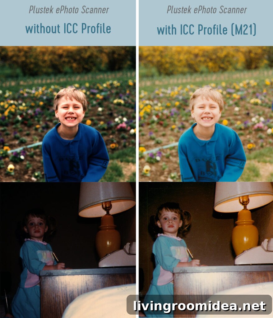 How to Digitize Old Photos for Long-Lasting Quality 12 Side by Side of Plustek ePhoto Scans With and Without an ICC Profile Setting