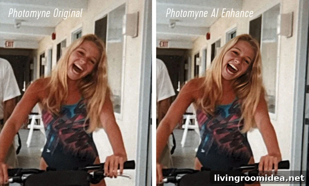 How to Digitize Old Photos for Long-Lasting Quality 14 Photomyne App With AI Enhance side by side