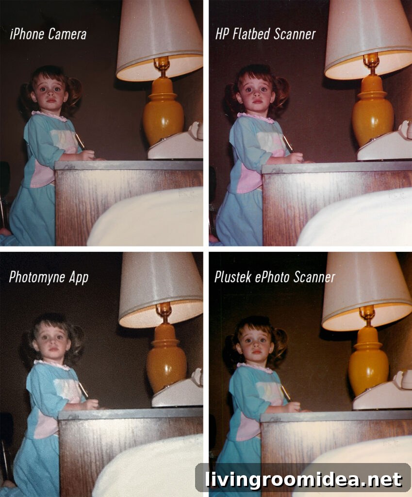 How to Digitize Old Photos for Long-Lasting Quality 9 Side by Side Comparison of Photo Digitizing Techniques on Old Photo of Sherry