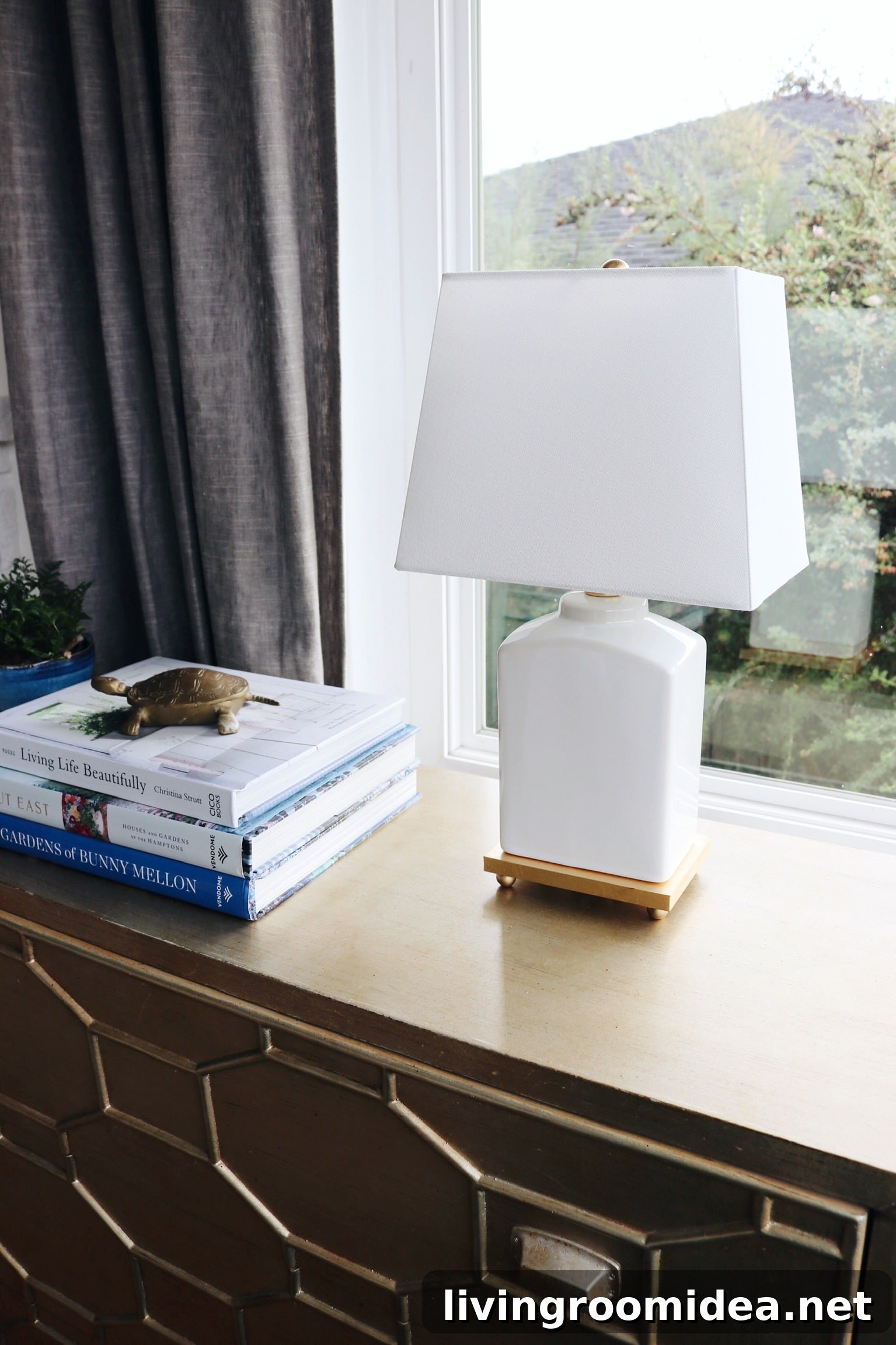 How to Create Mood Lighting to Transform Any Room 9 The Inspired Room Blue and White Living Room Decor - White and Brass Lamp