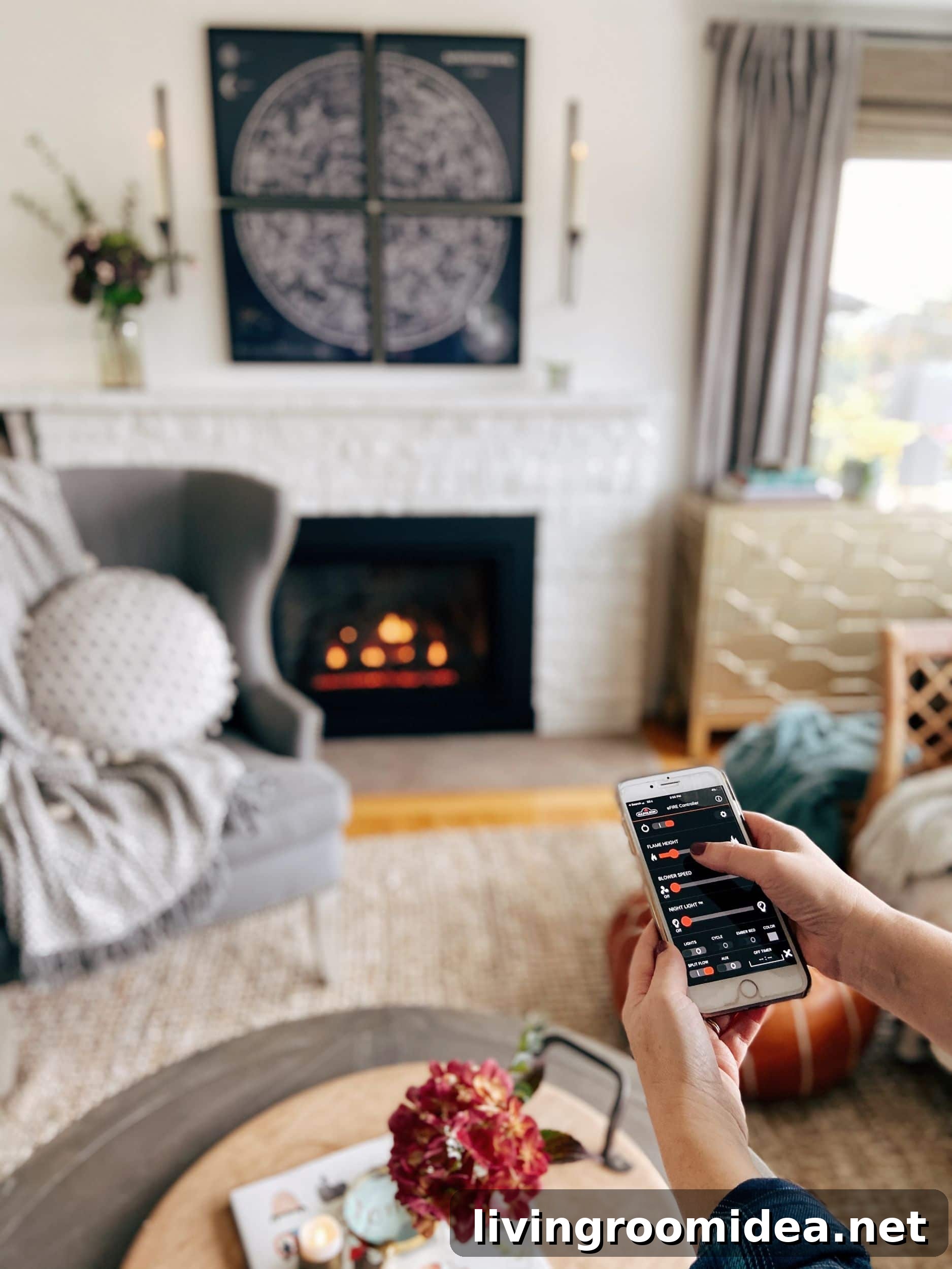 Cozy Winter Room Reveal: Fireplace Insert Installation 10 Gas fireplace insert controlled by phone
