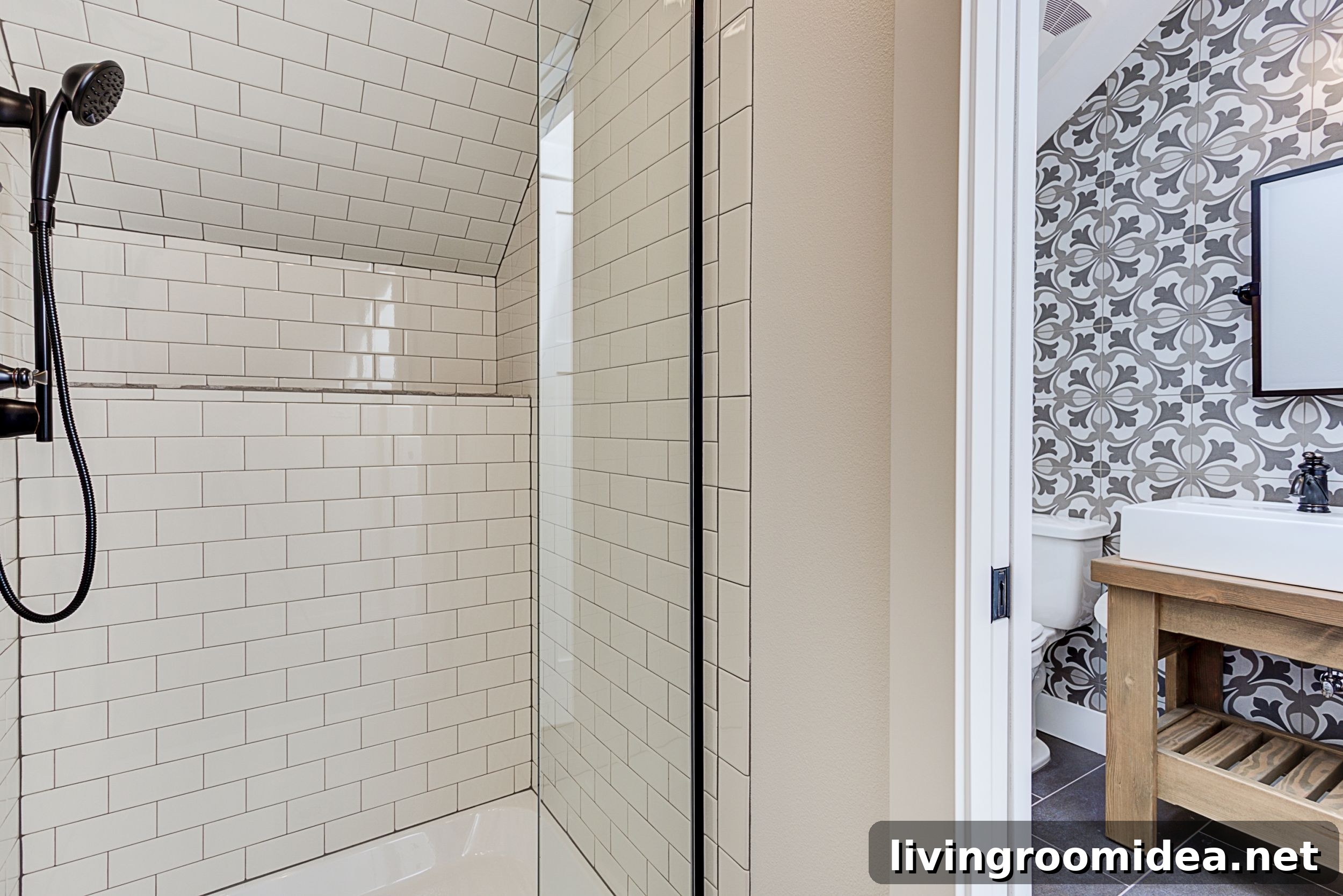 Subway tiled shower