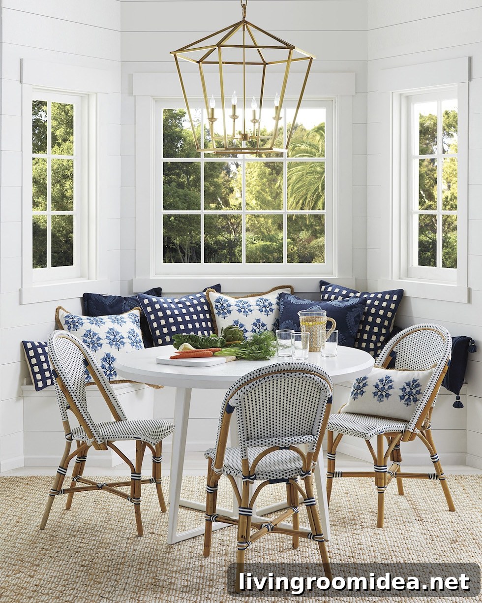 blue and white banquet dining table