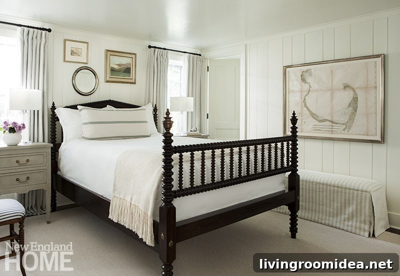 Small paneled white bedroom nantucket