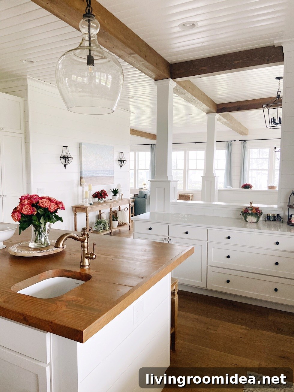 Kitchen design shingled beach house wood counters