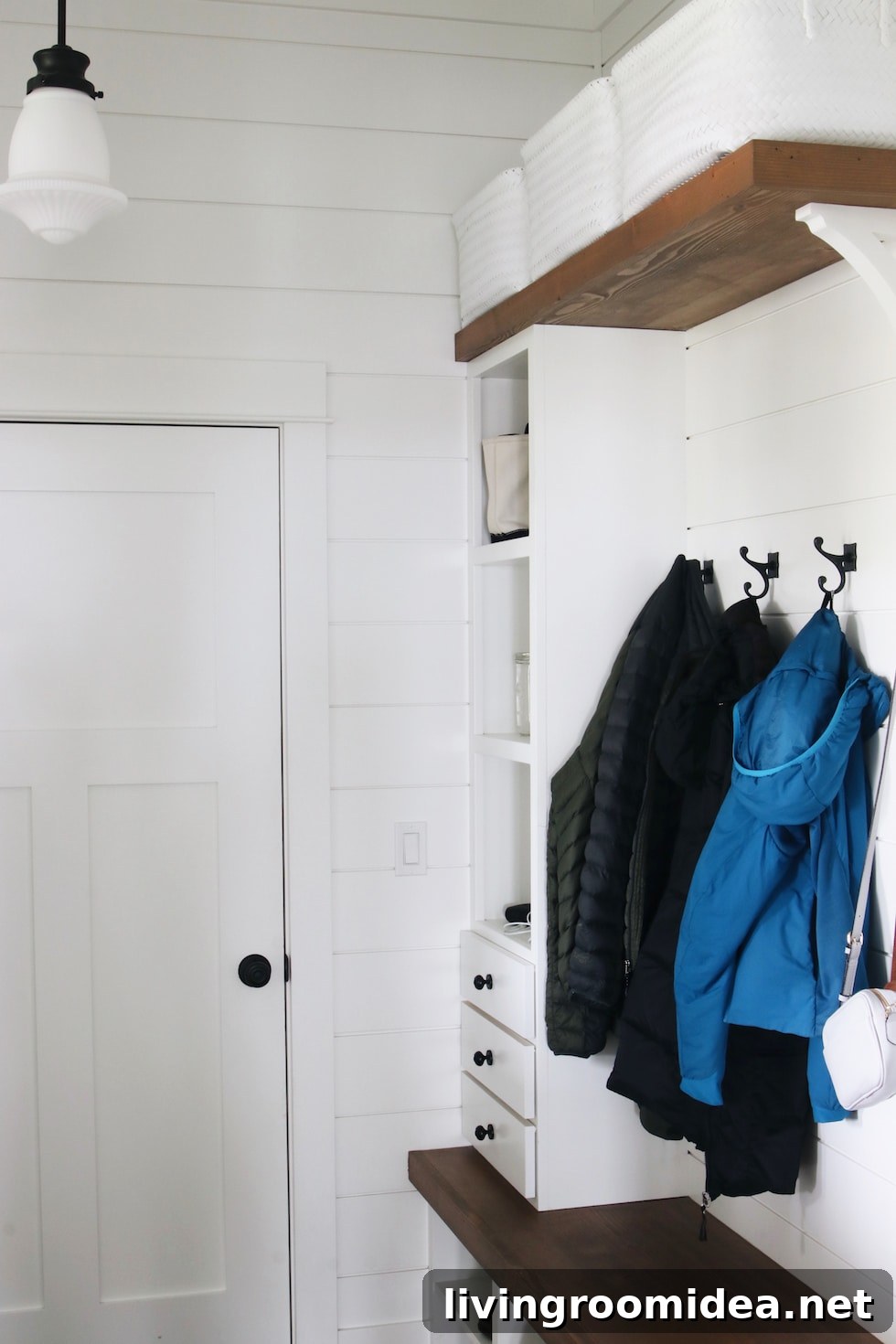 Shingle-Style Beach House Tour in Seabrook, WA 23 Mud room with built ins