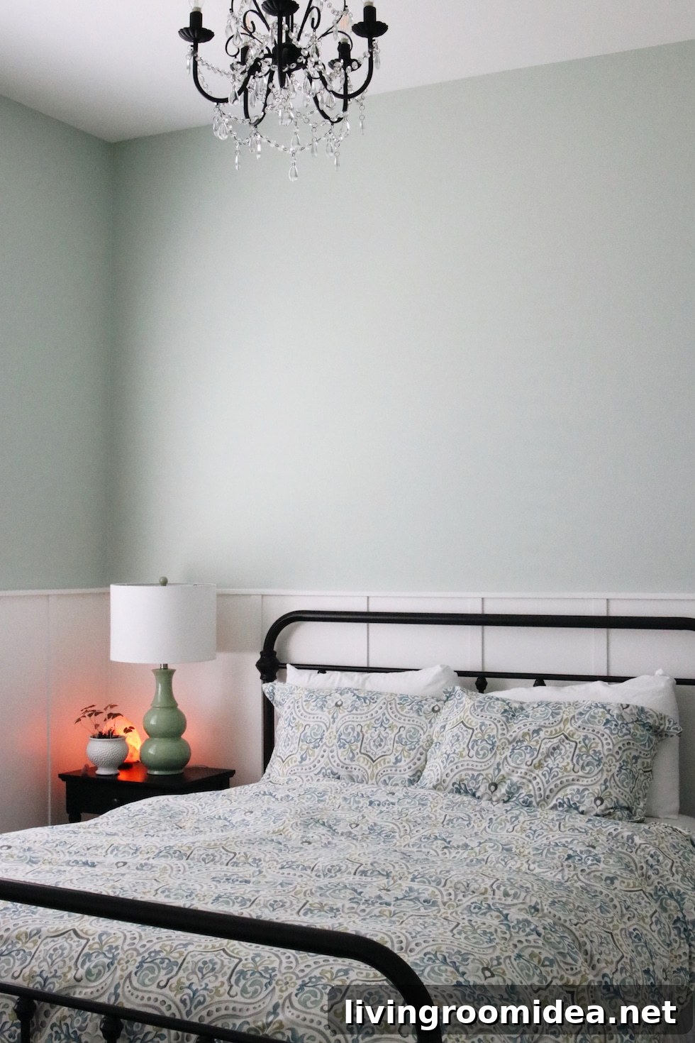 coastal guest room with paneling