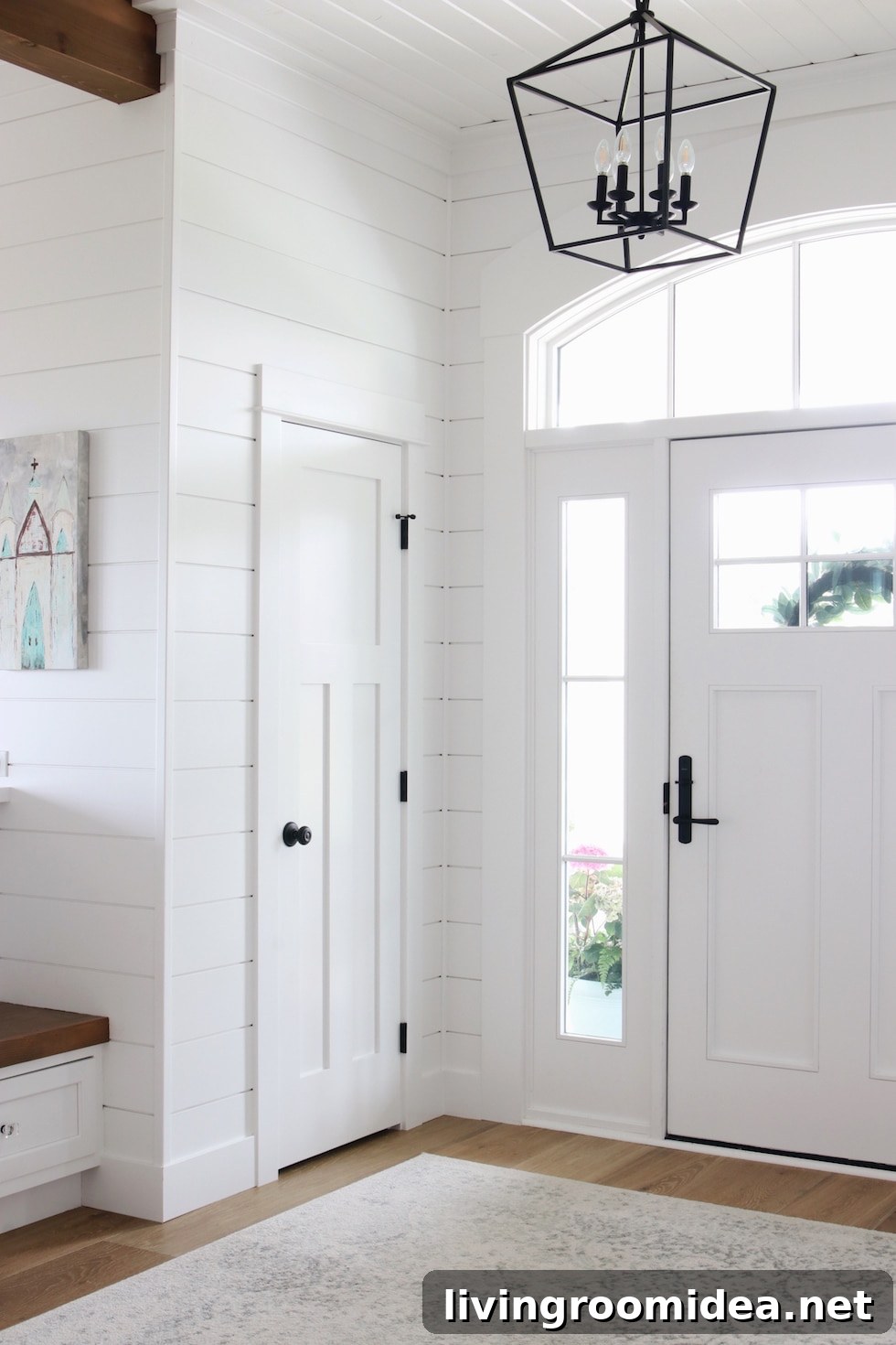 Shingle-Style Beach House Tour in Seabrook, WA 6 Shiplap entry cape cod style beach house